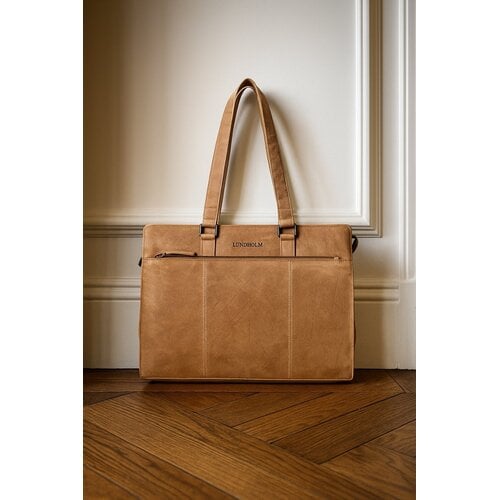 Lundholm Leren Laptoptas Dames 15,6 inch – Zandbruin