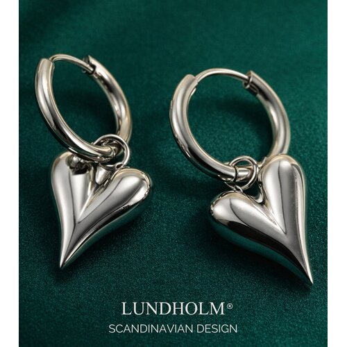 Lundholm Saltrup – Earrings with Heart Charm for Women – Gold-Tone Lundholm Saltrup – Earrings with Heart Charm for Women – Gold-Tone