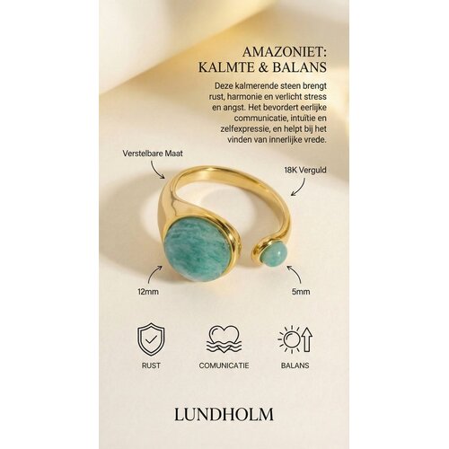 Lundholm Sophia – Verstellbarer Ring mit Amazonit – Goldfarben Lundholm Sophia – Verstellbarer Ring mit Amazonit – Goldfarben