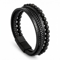Björn – Armband Herren – Kunstleder mit Naturstein-Perlen