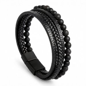 Lundholm Björn – Armband Heren – Kunstleer met Natuursteen Kralen Lundholm Björn – Armband Heren – Kunstleer met Natuursteen Kralen