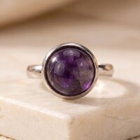 Elvira – Adjustable Ring with Natural Stone – Silver-Tone