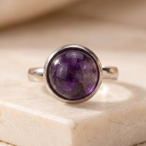 Lundholm Elvira – Adjustable Ring with Natural Stone – Silver-Tone