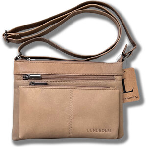 Lundholm Kopenhagen – Große Leder-Schultertasche – Taupe