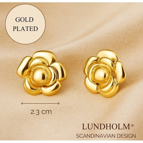 Lundholm Rosie – Bloem Statement Oorstekers Dames – Goudkleurig
