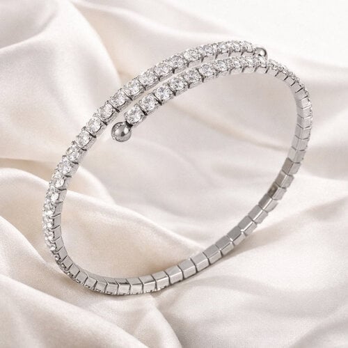 Lundholm Yael – Zirkonia-Tennisarmband (Armreif) Damen – Silberfarben