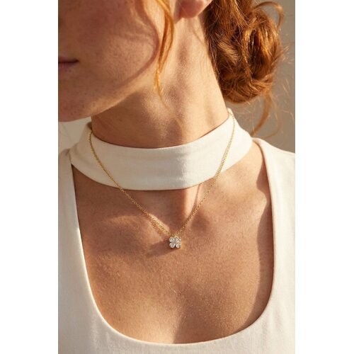Lundholm Lukk – Ketting met Klavertjevier en Zirkonia Dames – Goudkleurig Lundholm Lukk – Ketting met Klavertjevier en Zirkonia Dames – Goudkleurig