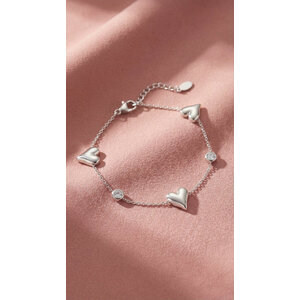 Lundholm Jutta – Bracelet with Hearts and Cubic Zirconia – Silver-Tone Lundholm Jutta – Bracelet with Hearts and Cubic Zirconia – Silver-Tone