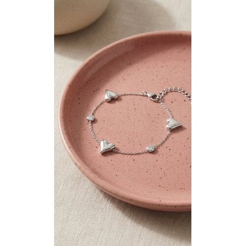 Lundholm Jutta – Armband mit Herzen und Zirkonia Damen – Silberfarben Lundholm Jutta – Armband mit Herzen und Zirkonia Damen – Silberfarben