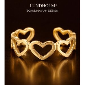 Lundholm Saksun – Ring met Verbonden Hartjes Dames – Goudkleurig Lundholm Saksun – Ring met Verbonden Hartjes Dames – Goudkleurig