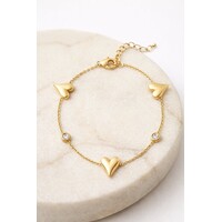 Jutta – Armband met Hartjes en Zirkonia Dames – Goudkleurig