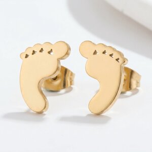 Lundholm Bebe – Baby Feet Stud Earrings for Women – Gold-Tone
