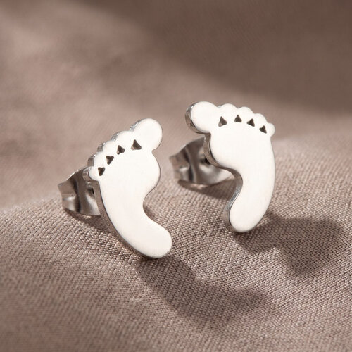 Lundholm Bebe – Babyvoetjes Oorknopjes Dames – Zilverkleurig