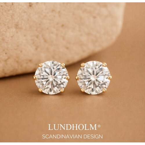 Lundholm Nikki – Zirkonia Oorknopjes Dames 6 mm – Goudkleurig