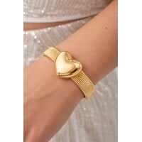 Lova – Bangle Armband met Hart Dames – Goudkleurig