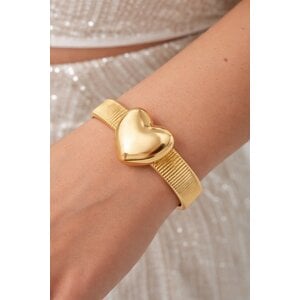 Lundholm Lova – Bangle Bracelet with Heart for Women – Gold-Tone Lundholm Lova – Bangle Bracelet with Heart for Women – Gold-Tone