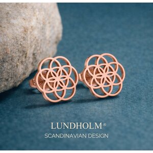 Lundholm Pia – Flower of Life Stud Earrings – Rose Gold-Tone