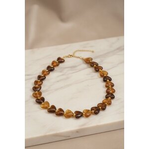 Lundholm Linne – Beaded Necklace with Hearts for Women – Brown