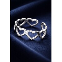 Saksun – Ring with Linked Hearts for Women – Silver-Tone