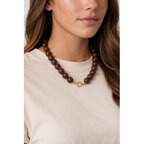 Lundholm Helsinki – Beaded Necklace for Women 15 mm – Dark Brown Lundholm Helsinki – Beaded Necklace for Women 15 mm – Dark Brown