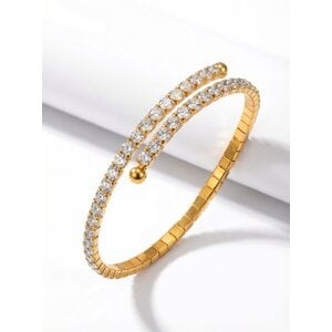 Lundholm Yael – Cubic Zirconia Tennis Bracelet (Bangle) for Women – Gold-Tone Lundholm Yael – Cubic Zirconia Tennis Bracelet (Bangle) for Women – Gold-Tone