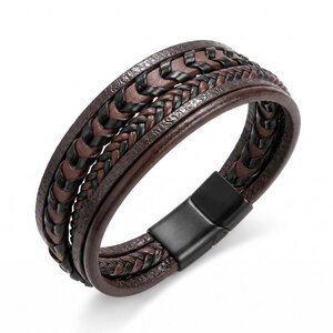 Lundholm Lundholm Joris Heren Armband Bruin Zwart – Luxe 5-Laags Kunstleer Gevlochten 21 cm Lundholm Lundholm Joris Heren Armband Bruin Zwart – Luxe 5-Laags Kunstleer Gevlochten 21 cm