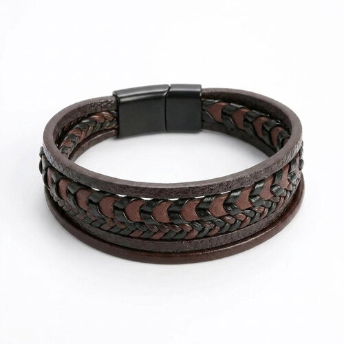 Lundholm Lundholm Joris Armband Heren Bruin / Zwart – Luxe 5-Laagse Kunst leren Heren armband 21 cm Lundholm Lundholm Joris Armband Heren Bruin / Zwart – Luxe 5-Laagse Kunst leren Heren armband 21 cm