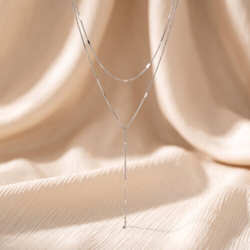 Lundholm Lundholm Nathalie Layered Ketting Dames Zilver kleurig – Dubbele Ketting met Y-Hanger – Premium Stainless Steel Jewellery Lundholm Lundholm Nathalie Layered Ketting Dames Zilver kleurig – Dubbele Ketting met Y-Hanger – Premium Stainless Steel Jewellery