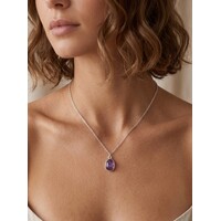 Rosan – Kette mit Amethyst-Anhänger – Silberfarben