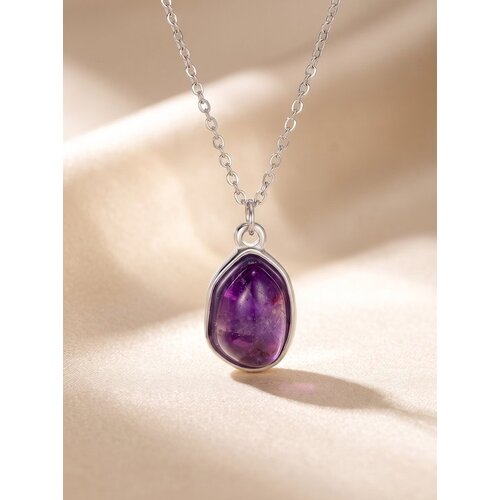 Lundholm Lundholm Rosan Amethist Ketting Dames Zilverkleurig – Premium Stainless Steel Jewellery – Ketting met Echte Amethist Natuursteen Hanger Lundholm Lundholm Rosan Amethist Ketting Dames Zilverkleurig – Premium Stainless Steel Jewellery – Ketting met Echte Amethist Natuursteen Hanger