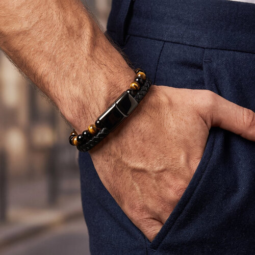 Lundholm Lundholm Arvid Armband Heren Bruin Zwart – Luxe Kunst leren Armband met Tijgeroog Kralen Mannen Armband Kralenarmband – 23 cm – Cadeau voor Mannen Lundholm Lundholm Arvid Armband Heren Bruin Zwart – Luxe Kunst leren Armband met Tijgeroog Kralen Mannen Armband Kralenarmband – 23 cm – Cadeau voor Mannen