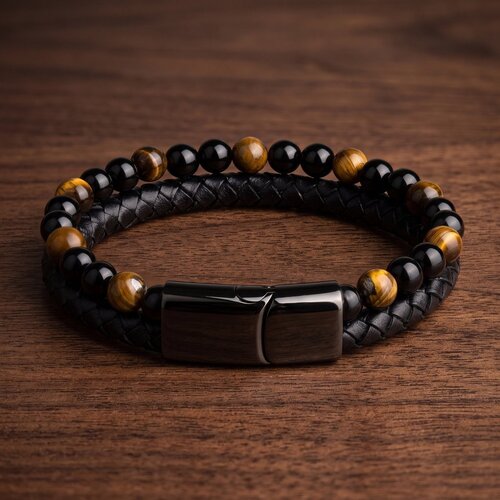Lundholm Lundholm Arvid Armband Heren Bruin Zwart – Luxe Kunst leren Armband met Tijgeroog Kralen Mannen Armband Kralenarmband – 23 cm – Cadeau voor Mannen Lundholm Lundholm Arvid Armband Heren Bruin Zwart – Luxe Kunst leren Armband met Tijgeroog Kralen Mannen Armband Kralenarmband – 23 cm – Cadeau voor Mannen