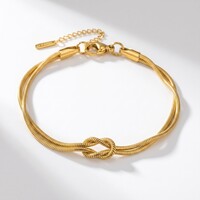 Brianna – Dubbele Armband met Knoop – Goudkleurig