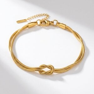 Lundholm Brianna – Dubbele Armband met Knoop – Goudkleurig