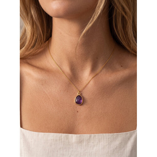 Lundholm Lundholm Rosan Amethist Ketting Dames Goudkleurig – Premium Stainless Steel Gold PVD Plated – Ketting met Echte Amethist Natuursteen Hanger Lundholm Lundholm Rosan Amethist Ketting Dames Goudkleurig – Premium Stainless Steel Gold PVD Plated – Ketting met Echte Amethist Natuursteen Hanger
