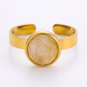 Lundholm Ella – Verstelbare Ring met Witte Maansteen – Goudkleurig