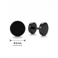 Loke – Herren Fake Plug Barbell Ohrringe 8 mm – Schwarz