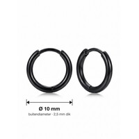 Kai – Men's Small Hoops 10 mm – Black