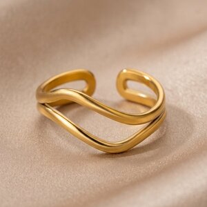 Lundholm Shelby – Adjustable Double Wave Ring – Gold-Tone Lundholm Shelby – Adjustable Double Wave Ring – Gold-Tone