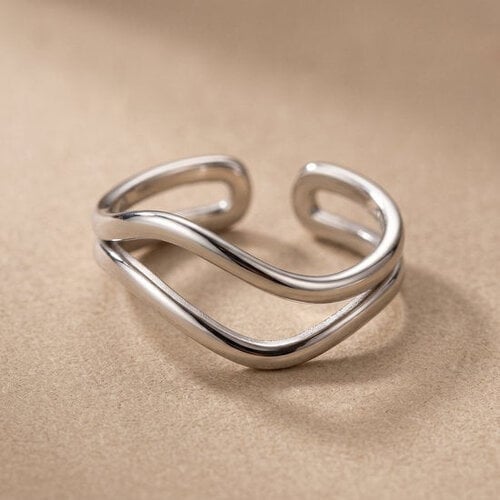 Lundholm Lundholm Shelby Ring Dames Zilverkleurig – Premium Stainless Steel Ringen Dames – Verstelbare Ring One Size