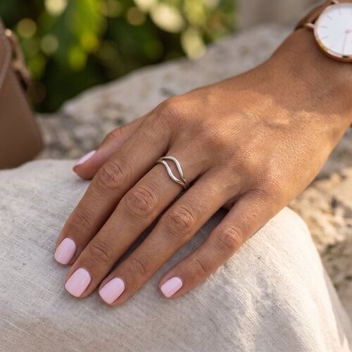 Lundholm Lundholm Shelby Ring Dames Zilverkleurig – Premium Stainless Steel Ringen Dames – Verstelbare Ring One Size