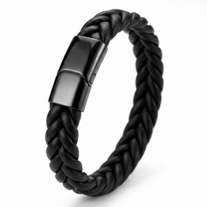 Lundholm Nils – Heren Armband van Gevlochten Echt Leer – Zwart Lundholm Nils – Heren Armband van Gevlochten Echt Leer – Zwart