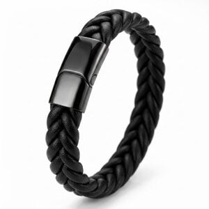 Lundholm Nils – Heren Armband van Gevlochten Echt Leer – Zwart Lundholm Nils – Heren Armband van Gevlochten Echt Leer – Zwart