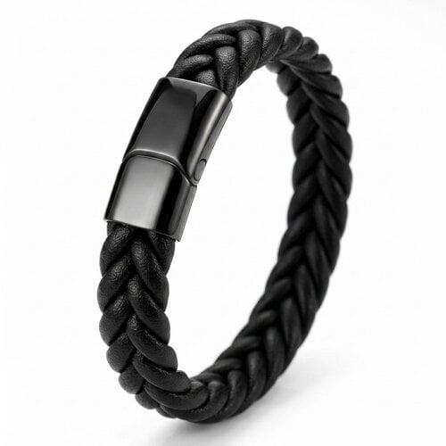 Lundholm Lundholm Nils Armband Heren Zwart – Echt Leren Heren Armband – Gevlochten Leren Armband met Premium Stainless Steel Sluiting Lundholm Lundholm Nils Armband Heren Zwart – Echt Leren Heren Armband – Gevlochten Leren Armband met Premium Stainless Steel Sluiting