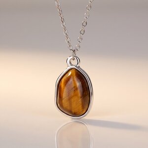 Lundholm Rosan – Kette mit Tigerauge-Anhänger – Silberfarben