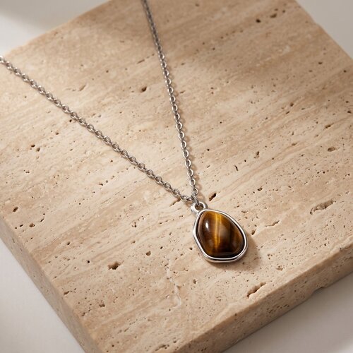 Lundholm Lundholm Rosan Tijgeroog Ketting Dames Zilver kleurig – Premium Stainless Steel – Ketting met Echte Tijgeroog Hanger Lundholm Lundholm Rosan Tijgeroog Ketting Dames Zilver kleurig – Premium Stainless Steel – Ketting met Echte Tijgeroog Hanger