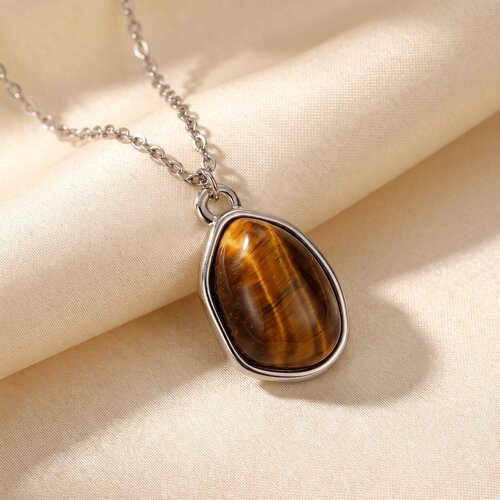 Lundholm Lundholm Rosan Tijgeroog Ketting Dames Zilver kleurig – Premium Stainless Steel – Ketting met Echte Tijgeroog Hanger Lundholm Lundholm Rosan Tijgeroog Ketting Dames Zilver kleurig – Premium Stainless Steel – Ketting met Echte Tijgeroog Hanger