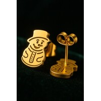 Schneemann-Ohrstecker – Goldfarben