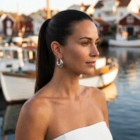 Skye – Large Hoop Earrings with Relief – Silver-Tone
