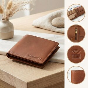 Lundholm Sundsvall – Men's Leather Billfold Wallet with RFID – Brown Lundholm Sundsvall – Men's Leather Billfold Wallet with RFID – Brown